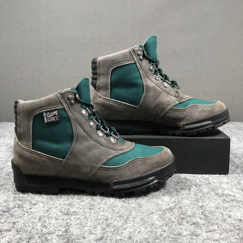 Vintage Danner Cross Hiker Boots Womens 8W Green Suede Gore-Tex USA 1990